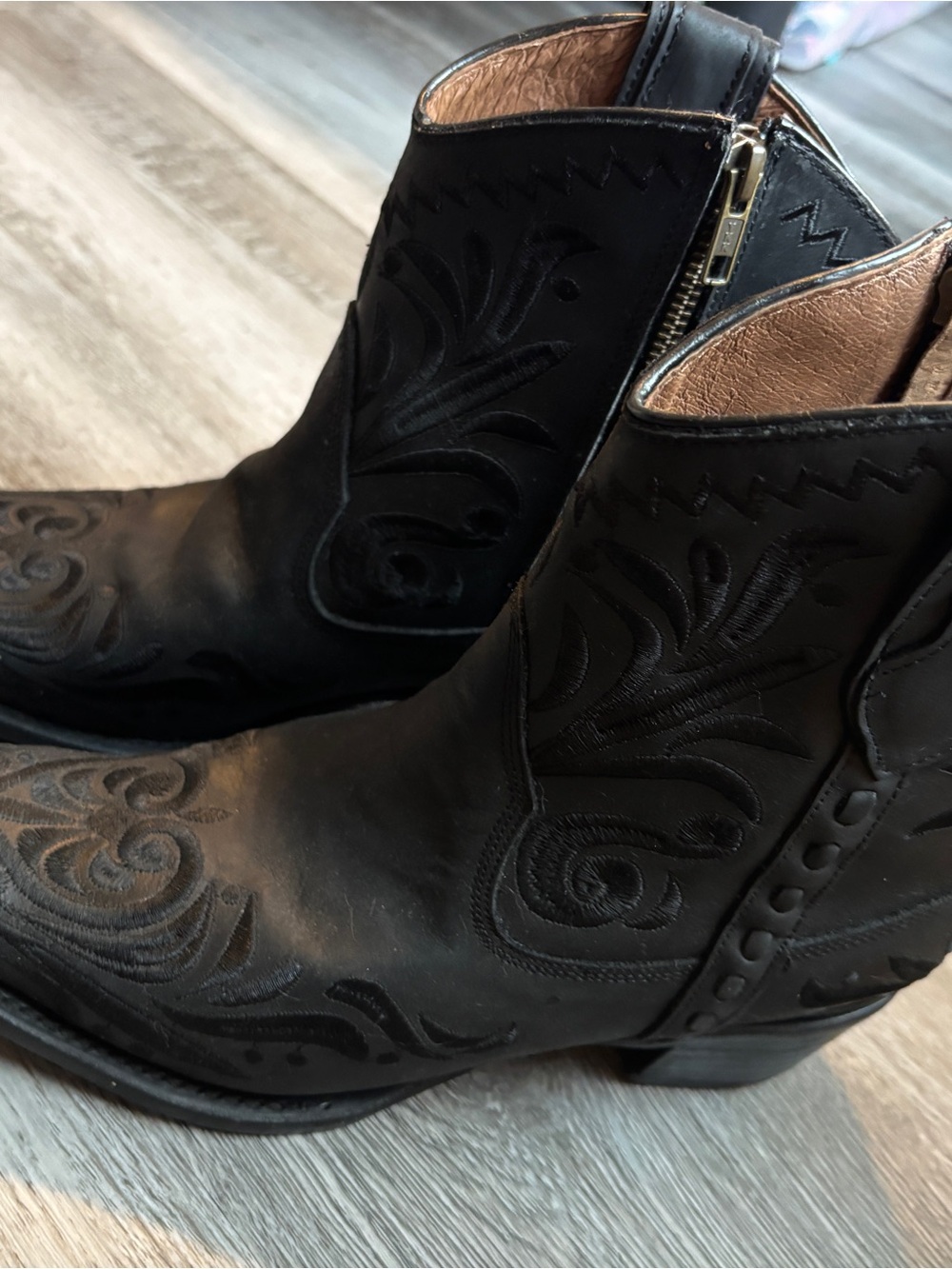 Women’s Black Embroidered Western Ankle Boots